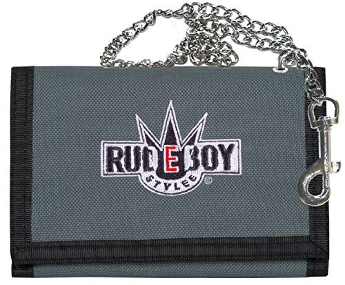 2Stoned Rudeboy Stylee Geldbörse Wallet Unisex Dunkelgrau mit Kette und Karabiner, aus Polyester