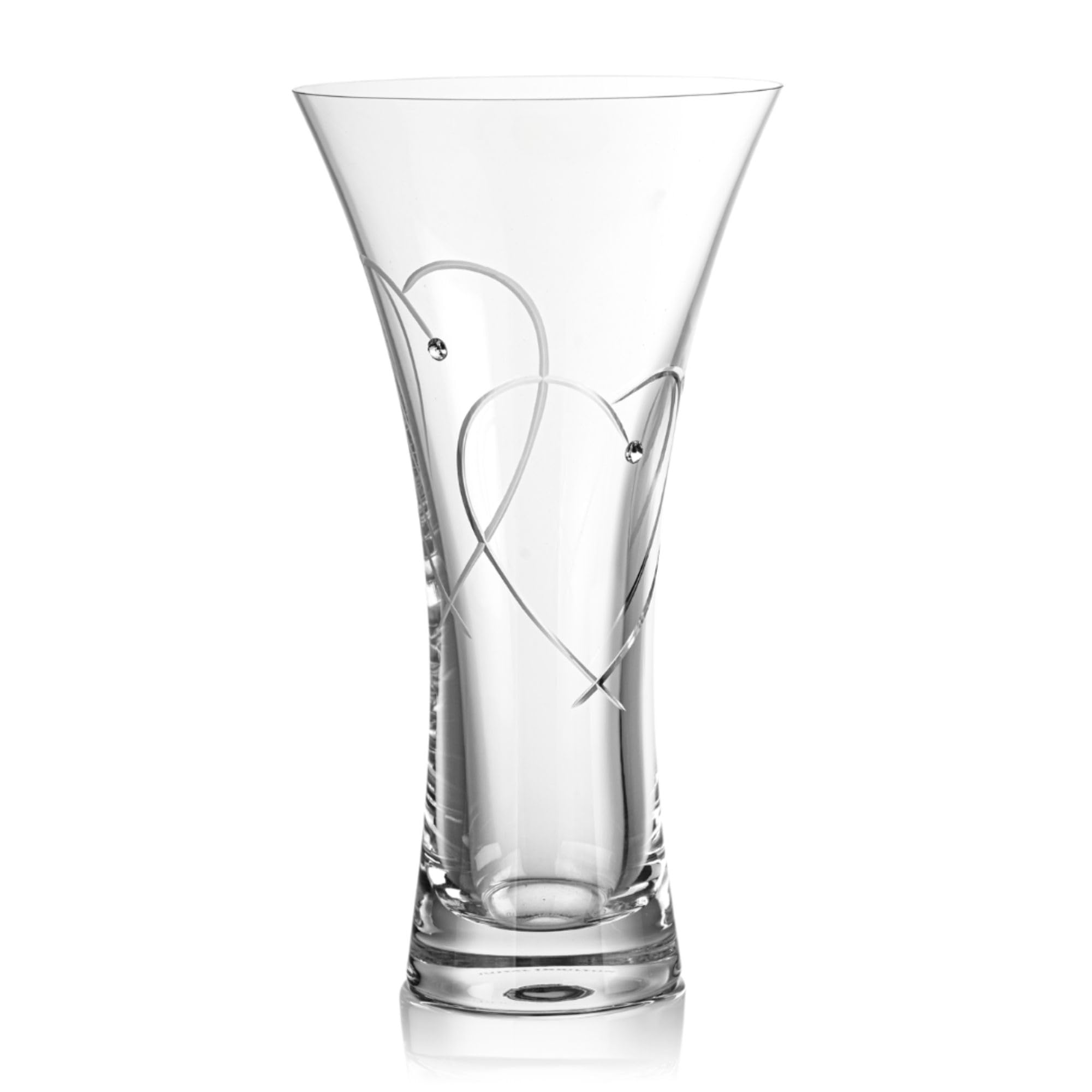 DIAMANTE Swarovski Trumpet Flared Crystal Vase "Promises Heart" Vase embellished with crystals - 25cm