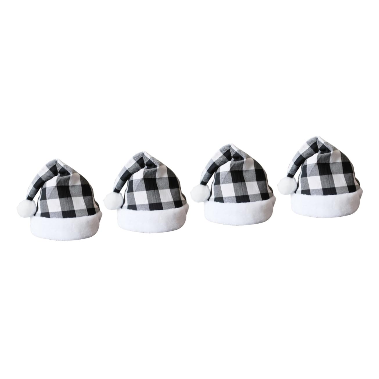PRETYZOOM 4 Piezas Gorro de Papá Noel a cuadros sombrero de vacaciones para niños sombreros de fiesta de navidad gorros navideños christmas hat gorro de papá noel para hombre paño Black