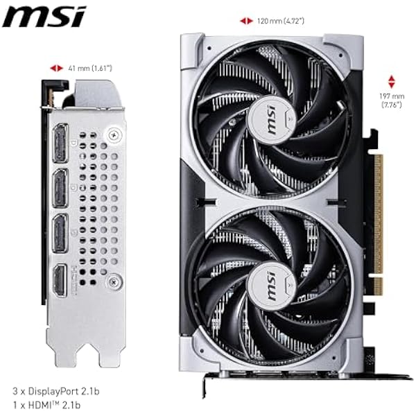 Видеокарта MSI GeForce RTX 5060 8G VENTUS 2X OC - 8 Гб GDDR7 28 Гб с 128-бит PCIe 5.0 - HDMI 2.1b 3 x DisplayPort 2.1b