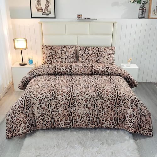 Sdy 3Pcs Twin Leopard Print Comforter, Twin Size Comforter Set For Girls thumb #1