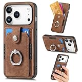 iPhone 17 Pro用ジェネリックケース(カラー:ブラウン)ウォレットレザーリングホルダーハードシリコンバックケース