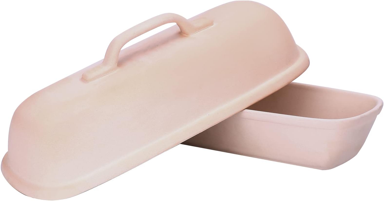 Superstone Covered Baker,Unglazed stoneware bakeware,Square Bread Porcelain Baking Pan,Bakes Italian Bread with Light Crumb and Crusty Crust (15.3 * 5.9 * 7 in)