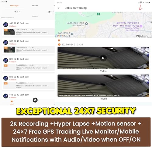 Image of 2K 4G Dash Cam Customized Plug&Play Loop Record 24x7 GPS Tracking Live Video SOS Park Surveillance Remote Play Download Dual Resolution GeoFence TimeLapse GSensor 1TB MicroSD SIM Supp S24G