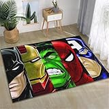 Rugnarok Superhero Rug Room Decor for Children Boys Kids Room Comics Characters Themed Carpet Nonslip Machine Washable Super Hero Movies Mat Fabric Surface