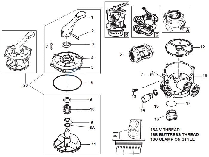 Miniatura 5 de IKSI Se adapta a Vario-Flo Pool Filter Valve Parts Spider Gasket Kit para Hayward 1 12 "SP0710 SP0710X SP0711 SP0712