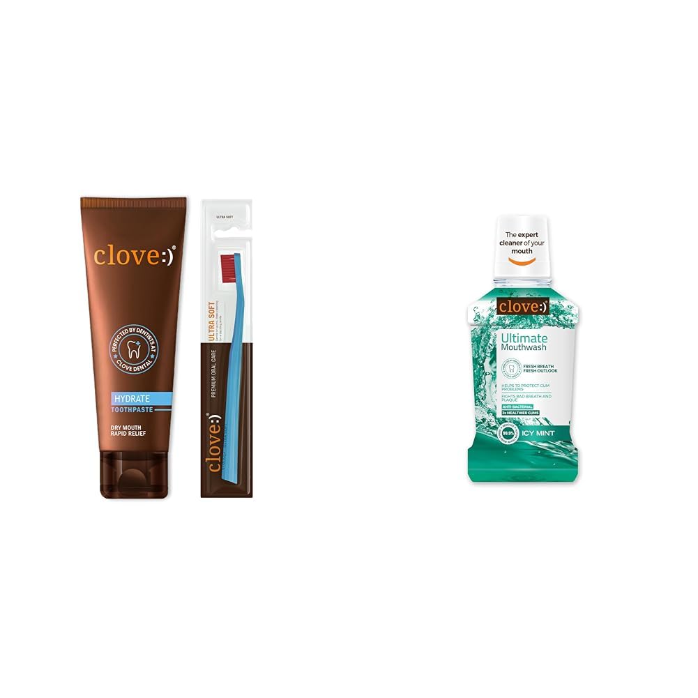 clove hydrate combo, free ₹2000 dental treatment/services with every pack, hydrate toothpaste w | clove ultimate mouthwash, free ₹2000 dental treatment/services with every pack, antibacterial & a