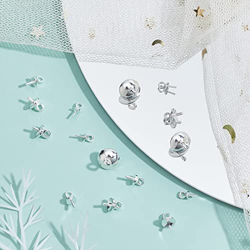Beebeecraft 40Pcs 4 Size Eye Pin Bail Peg Pendants 925 Sterling Silver Plated Pearl Cup Eye Pins with Small Pearl Cup for Half Drilled Beads Jewellery Making Findings - Image 4