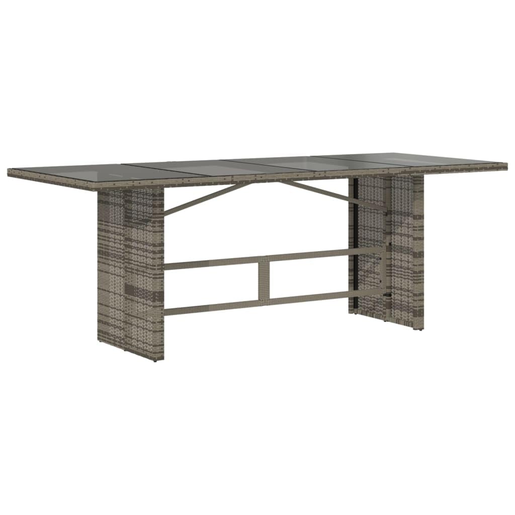 vidaXL Gartentisch mit Glasplatte Grau 190x80x74 cm Poly Rattan