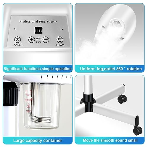 Chetunju Professional Facial Steamer for Ozone Humidifier Atomizer, Adjustable Height and Angle, Face Steamer Clean Skin Firming Pores and Moisturizing Suitable for a Beauty, Spa, at Home