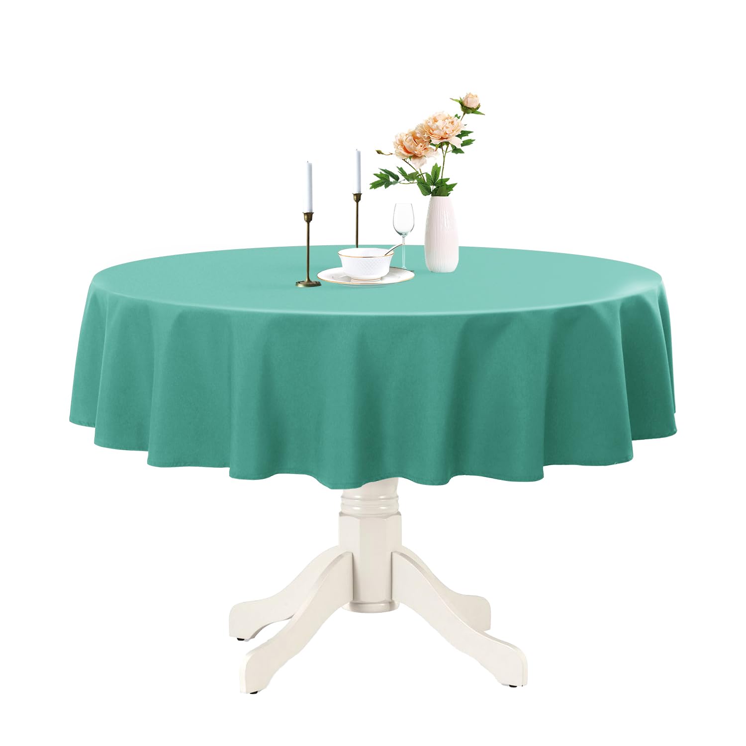 Romanstile Tovaglia Rotonda 140 cm Blu Teal Antimacchia - Perfetta per Decorazioni Estive, Giardino, Terrazza, Pranzi Estivi, Colore Blu Teal Raffinato, Idrorepellente, 4-6 Posti