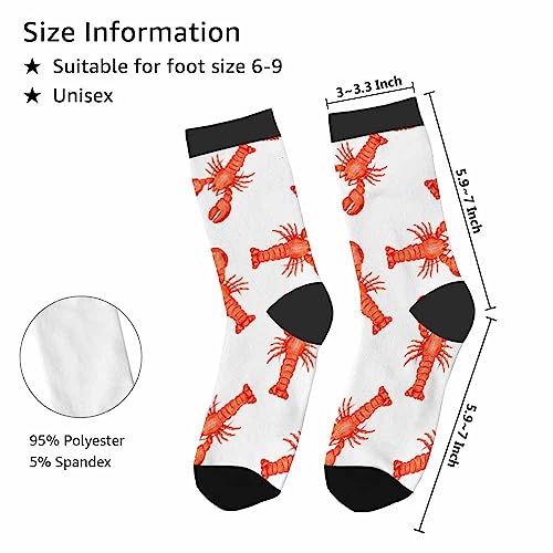Image of Lobster Crew Socks for Woman Size 6-8 Red Marine Animal Seafood Girls Socks