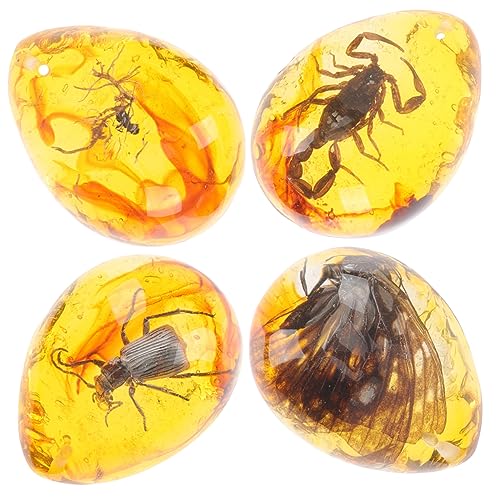 SOESFOUFU 4pcs Insect Amber Specimen Amber Decorative Amber Specimen Amber Specimen Decor Amber Specimens Pendants Amber Stone Ornament Amber Craft Resin Charms Synthetic Resin