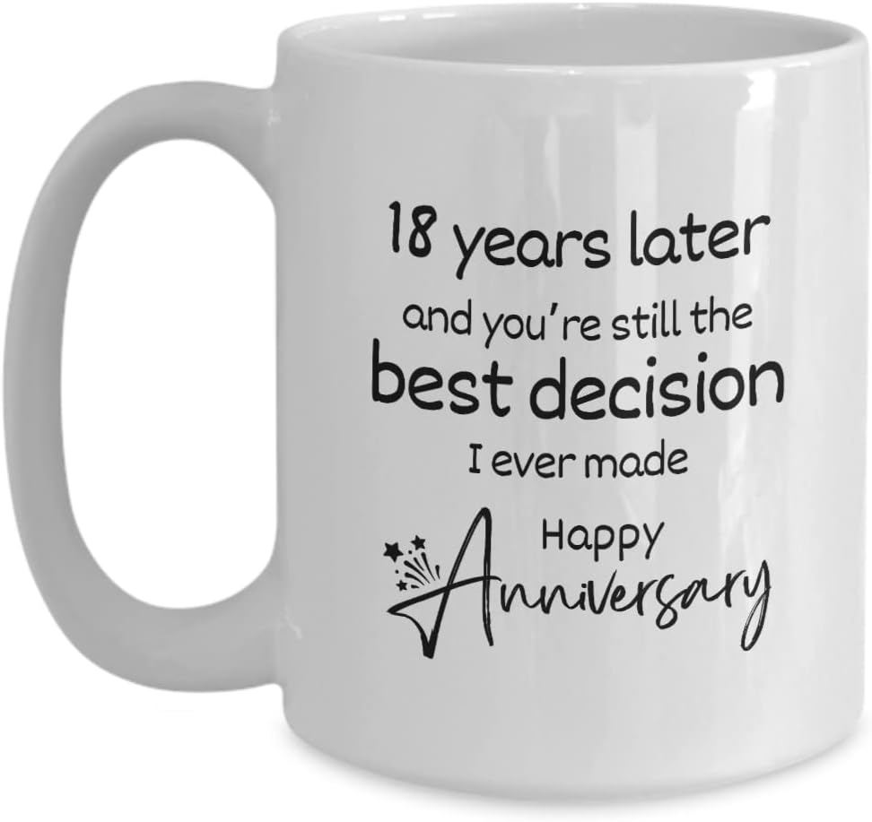 18 Year Anniversary Mug,Best 18th Wedding Anniversary Appreciation Porcelain Tumbler