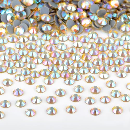 Image of Bymitel Hotfix Crystal Rhinestones Round Gems Iron on DIY Jewelry Making Flat Back for Crafts, Citrine AB, 4.8mm(SS20 /1440pcs)