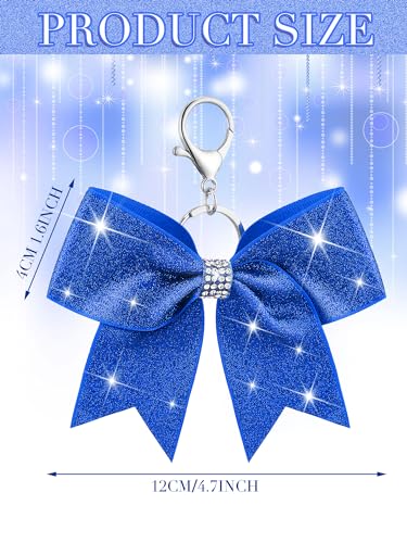 Image of Tondiamo Cheer Bow Keychain Cheer Keychain with Rhinestones Cheerleader Keyrings for Team Gift Cheerleading Sports Accessory