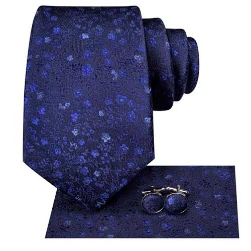Image of Hi-Tie Men 63inches Tie Set Extra Long Necktie Paisley Tie Pocket Suqare Cufflinks Big and Tall Men Tie