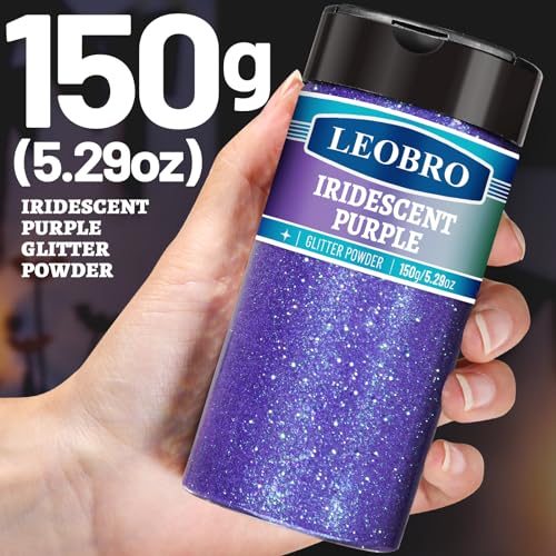 LEOBRO Purple Glitter, 150g/5.29oz Iridescent Purple Fine Glitter Powder for Crafts Tumbler, Candle, DIY Arts and Crafts - Image 2