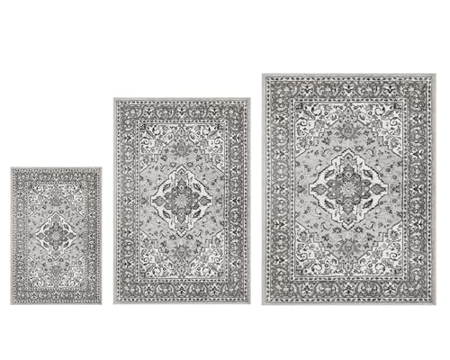 Superior Glendale 3 Piece Indoor Area Rug Set, Jute Back,