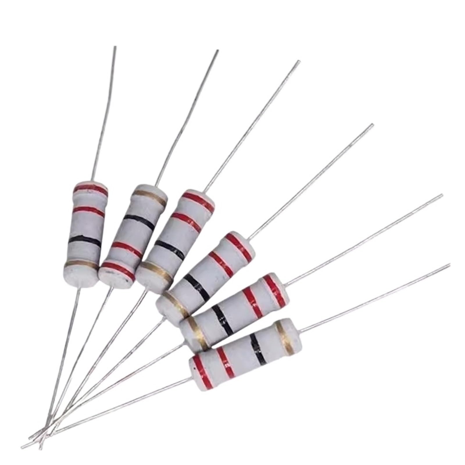 YMUGUEGH 200Pcs Carbon Film Resister 2W 5% Ring Resistance 68R 75R 82R 91R 100R 120R 130R 150R 180R 200R(200pcs 47R)