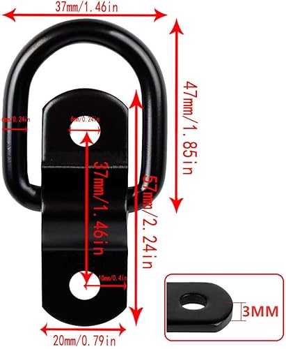 Miniatura 2 de 12 Pack D-Ring Tie Downs, 14" D-Rings Anchor Lashing Ring Heavy Duty Tie Down Ring with Mounting Bracket Car Truck Bed Cargo, for Loads on Trailers