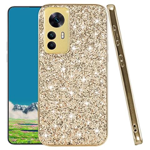 Compatible with Xiaomi 12T Pro Case Glitter Bling Xiaomi 12T Phone Case Sparkly Shockproof TPU Cases Bumper Protective Case (Gold) Cover