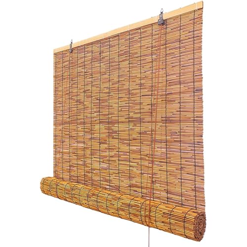 Estores Enrollables Bambú Exterior Cortinas Bambu,Persiana Ajustable Opaca de Ocultación Decorativa,Estor Enrollable Natural Vintage,para Decorativa Patio,pérgola,Jardines(80x160cm/32x63in)