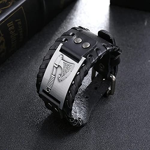 TURTLEDOVE Viking Axe Bracelet Wristband - Celtic Knotwork Leather Bracelet - Pagan Wide Cuff of Talisman2