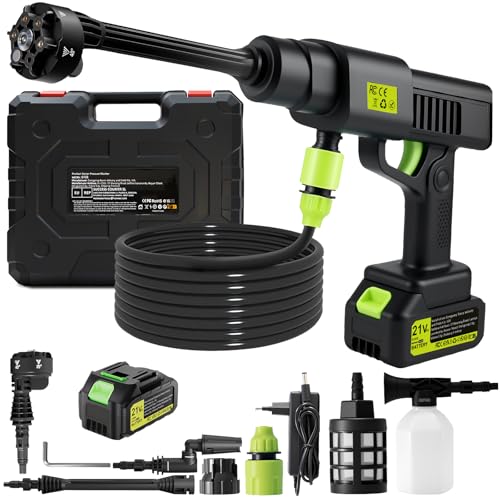 Olubfdh Idropulitrice a Batteria,Idropulitrice Portatile Senza Fili con Ugello 6 in 1,Tubo da...