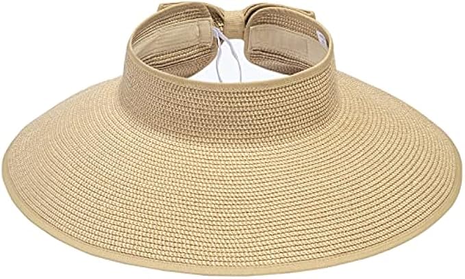 Simplicity Women's UPF 50+ Wide Brim Roll-up Straw Sun Hat Sun Visor