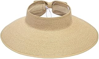 Simplicity Women's Sun Hats Women's Straw Sun Hat Wide Brim Roll-up Women Hats Sun Visor Hat Beige Brown