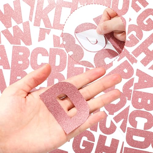 Image of Harloon 232 Pcs Large Glitter Letter Stickers 24 Sheets Classroom Bulletin Boards Decorations Big Font Alphabet Letter Self Adhesive Letters Stickers Back to School Decor DIY Craft(Pink,4 Inch)