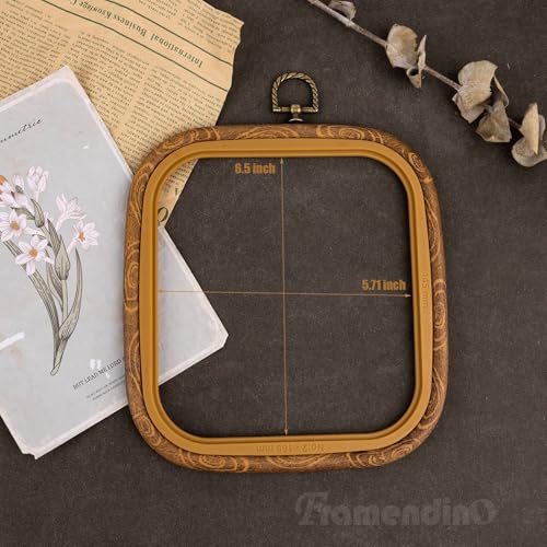Image of Framendino, 3 Pack Imitation Wood Embroidery Hoops Cross Stitch Craft Hoop Frame for Holiday Decoration 5.71 inchx6.5 inch