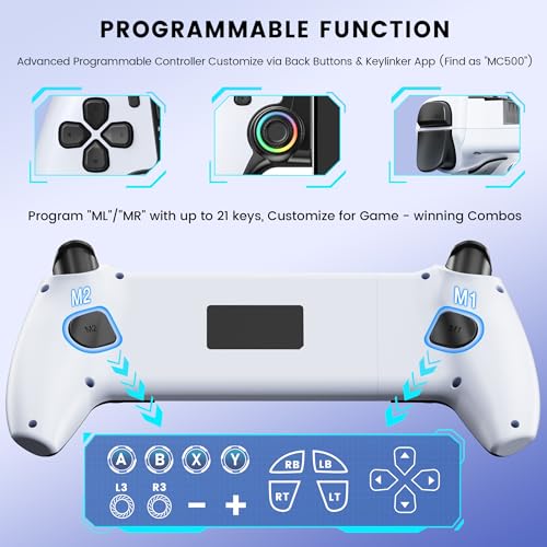 Image of NinjaPlusOX Mobile Gaming Controller for iPhone /Android /Switch 2 /Switch /OLED /iPad Mini, Wireless Phone Controller with Hall Joysticks /Hall Triggers /LED, Support Xbox Cloud, Steam Link, Roblox, White
