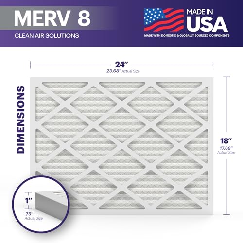 Image of BNX TruFilter 18x24x1 Air Filter MERV 8 (2-Pack) - MADE IN USA - Dust & Pet Defense Electrostatic Pleated Air Conditioner HVAC AC Furnace Filters for Dust, Pet, Mold, Pollen MPR 600 - 700 & FPR 5