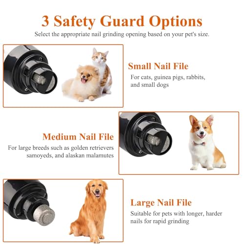Silent Dog Nail Grinder Cordless Electric Pet Nail Trimmer USB Rechargeable Dog Claw Grinders Low Noise Diamond Bit Nails Clippers File Trimmer for Dogs & Cat - Image 5
