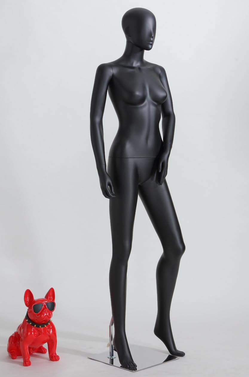 Hochwertig weibliche Schaufensterpuppe, LF4-8 schöne abstrakt schwarz Mannequin ,Figuren mit Kopf, Black Mannequin, Schneiderpuppe, Kleiderpuppe, Aufstellungsfiguren - Damen