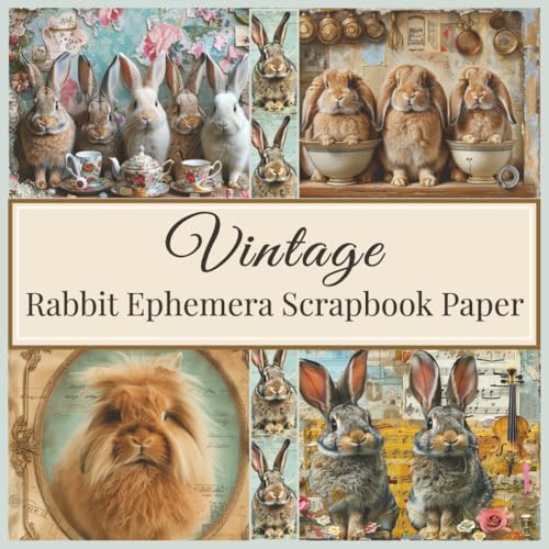 Vintage Rabbit Ephemera Scrapbook Paper: Collage Pages for Junk Journals, Cards, Journaling & Crafts • 36 Unique Designs • 72 Pages Total image 2