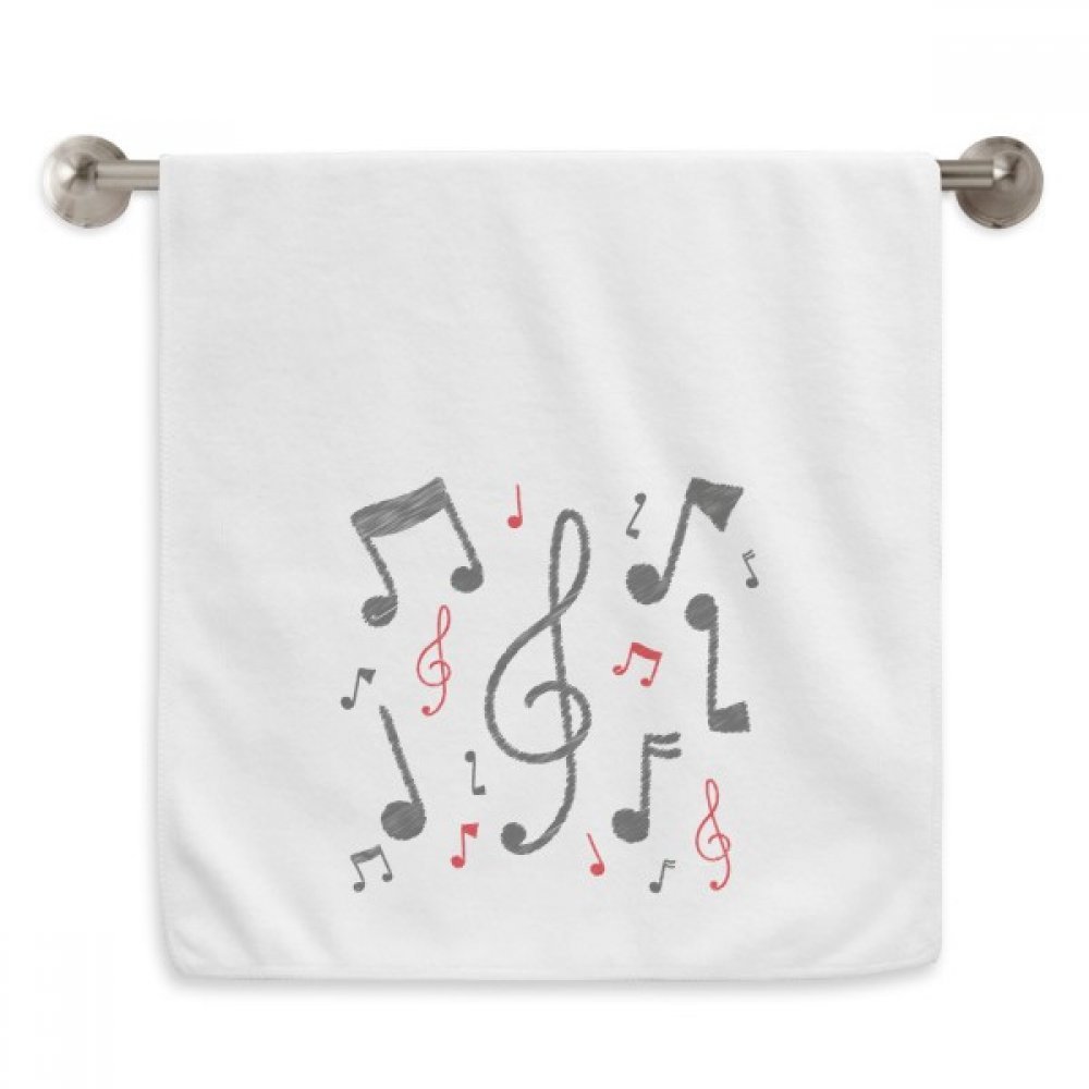 Serviette de toilette motif notes de musique colorées en éponge moelleuse de 33x74 cm
