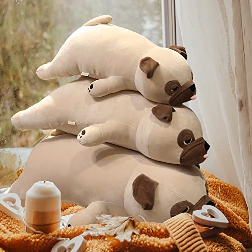 Mops Plüschtier,50cm Liegend Hund Kuscheltie Tier Kissen Niedliche Tier Puppe Flauschiges Stofftier,Cartoon Mops Kissen Gefüllt Plüsch Plüschtier Umarmungskissen Plüschkissen Spielzeug Geschenk