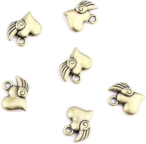 Bisutería bronce antiguo colgantes fl3069amor alas Craft un montón reparación suministros