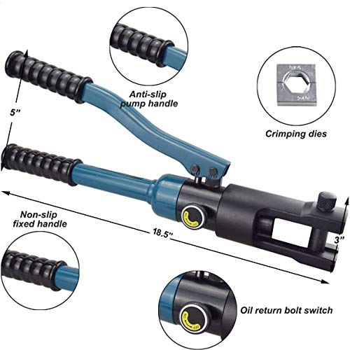 Image of LEYDEN YQK-300 Hydraulic Crimping Tool 16-300mm for Copper, Aluminum Terminal Pliers 120KN Pressure Manual Crimper for Cable Lugs Termination with 11 Pair of Dies