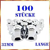 lkw radkappen 22 5 zoll kunststoff 20 Radmutterkappen Easy Link 100 x Lange 32mm Radkappen Chrom Radmutterkappen Radmutterschutz Kunststoff SW LKW Anhänger
