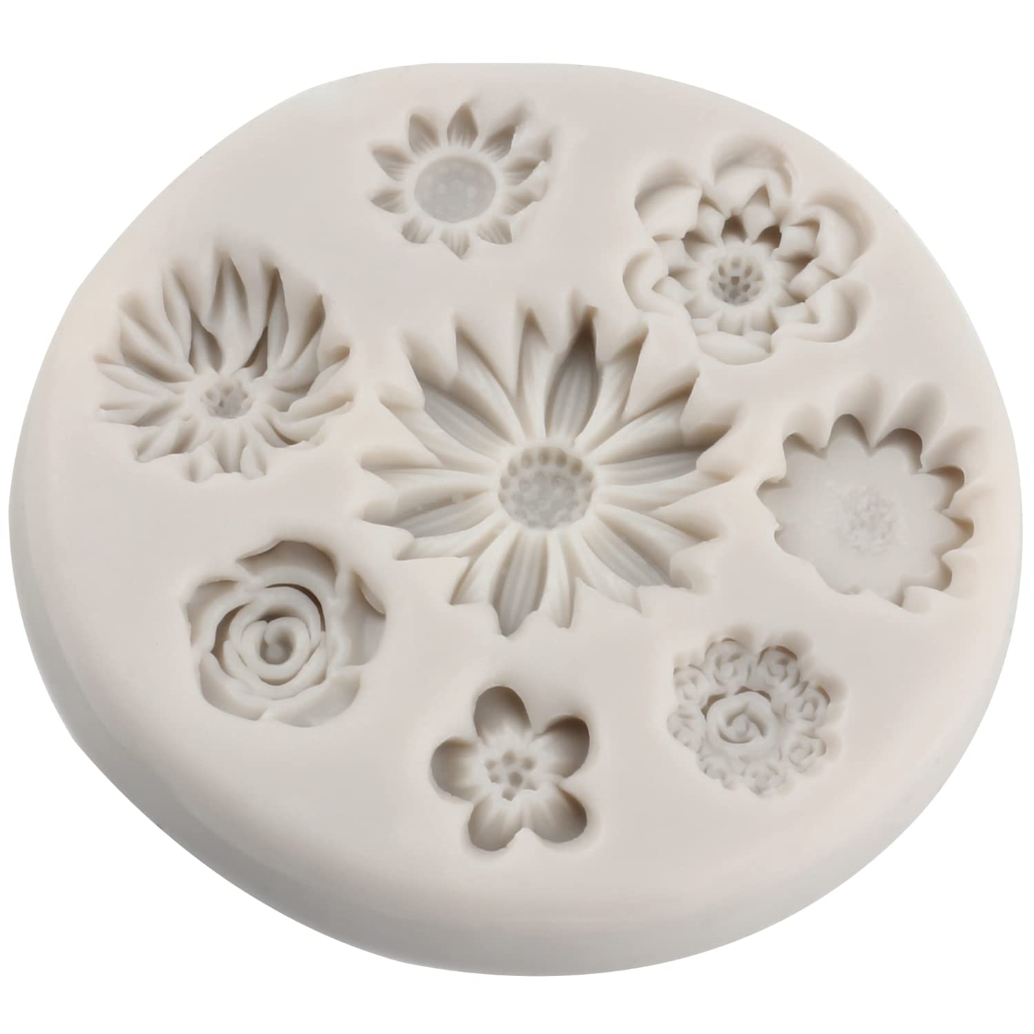 Stampo per sapone in silicone a forma di fiore, 5 pezzi, con 1 contagocce, stampi per fondente in silicone, per margherite, fiori, farfalle, foglie di