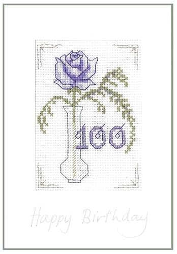 Lifetime Samplers & Decorative Textiles 100th Birthday Card Cross Stitch kit - Complete Cross Stitch kit on 16 aida with Clear Colour Chart