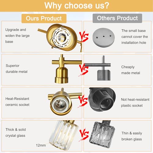 Image of Bathroom Vanity Light, 3-Light Brushed Gold Bathroom Light Fixtures, Modern Wall Sconces with Crystal Clear Shades, Wall Mounted Lamp Over Mirror for Bedroom Living Room
