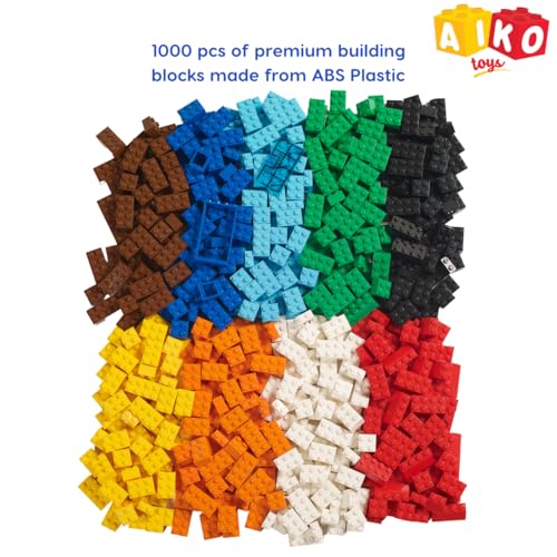 Image of AIKO | Box of Blocks 500 | Premium ABS Building Blocks for Kids 4+ | Construction Toy | STEM Gift Set, Multi-Color Bricks