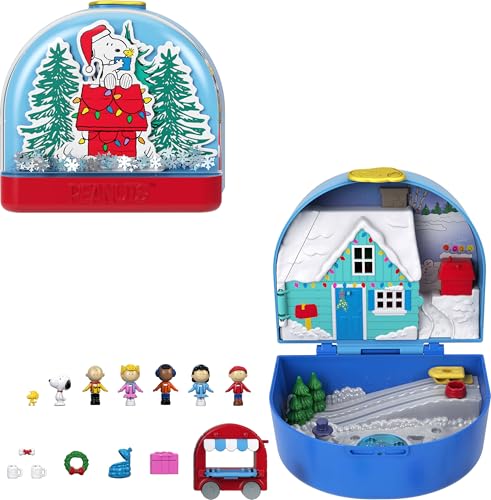 Polly Pocket x Peanuts Collector Compact, Micro Dolls and Playset, 7 Themed Accessories, 4 Iconic Locations, Snoopy & Woodstock