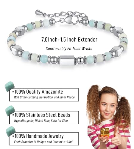 4mm Natural Stone Bracelet with Birthday Cards, 6-21 Year Old Birthday Gifts for Girls Daughter Granddaughter Niece Sister Women Friends3