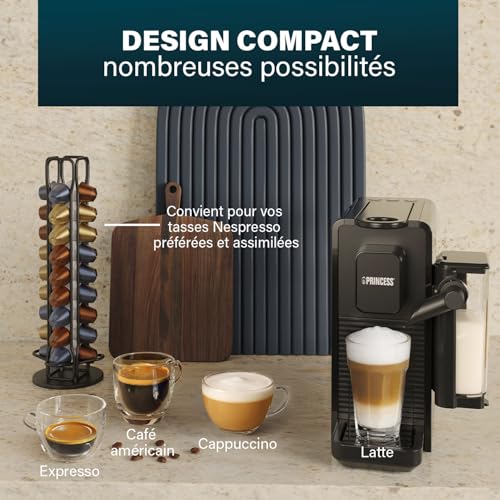 Machine à café capsules Nespresso compatible Princess Latte Pro automatique 20 bars